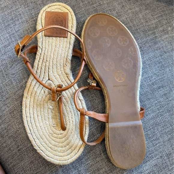 TORY BURCH gorgeous espadrille leather sandals. Brown/tan. Excellent condition. - Picture 4 of 11